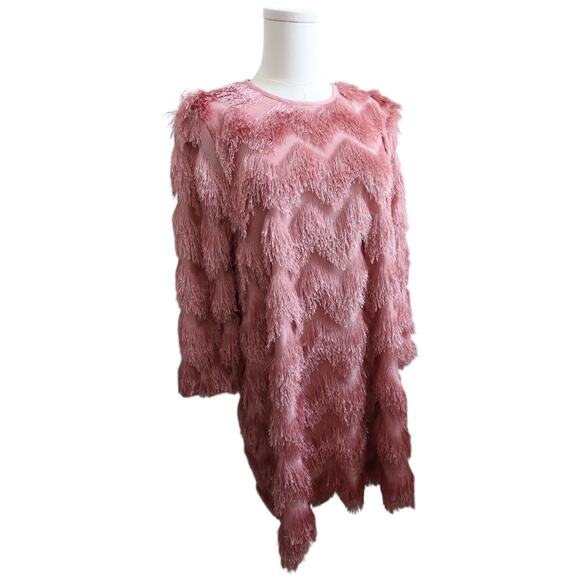 Anthropologie Hutch Fringed Chevron Shift Dress in Rose Size S - Picture 5 of 13